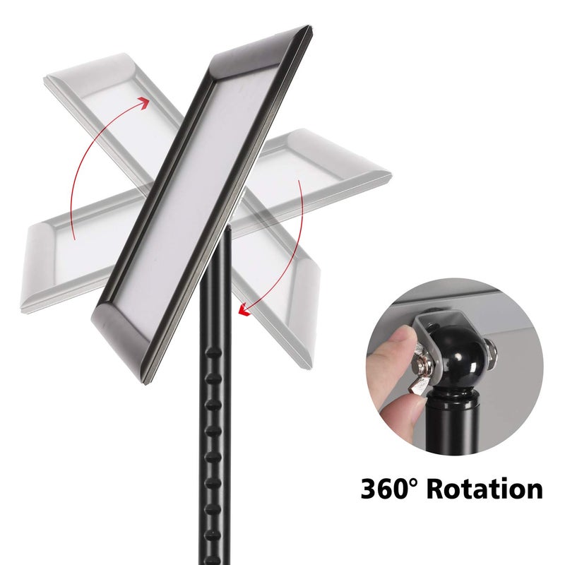 T-Sign Adjustable Heavy Duty Pedestal Sign Holder Floor Stand, Sign Stand Poster Stand, Standing Floor, 11 x 17 inch, Vertical & Horizontal View, Outdoor Standing Display Sign Holders Aluminum Black 2 Pack - Image 4